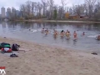 Skinnydipping cfnm 2 - naked russian couples winte